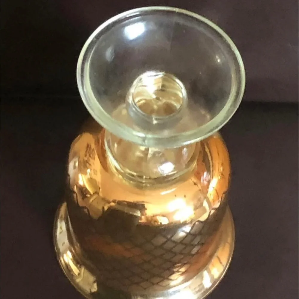 Vtg. Iridescent/Fluorescent Shimmer Diamonds Pedestal Glass Candle Holder